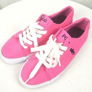 Polo Ralph Lauren BIG Girl's Pink Canvas Sneakers Sz 4.5